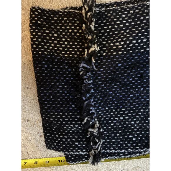 Aran Sweater Market Black Blue Wool Crossover Infinity Wrap Sweater Scarf O/S - Picture 5 of 9